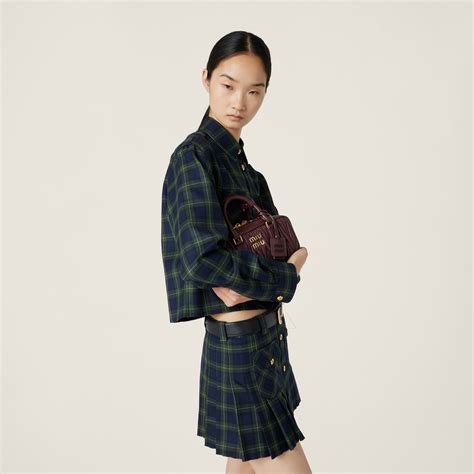 miu miu tartan skirt|Military Green Pleated Tartan Miniskirt .